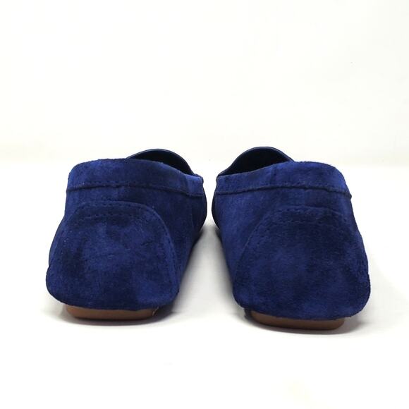 Tory Burch Everly Driver Loafers Nat Suede Royal Navy Rolled Brass 83642 Size 6 - Picture 6 of 11